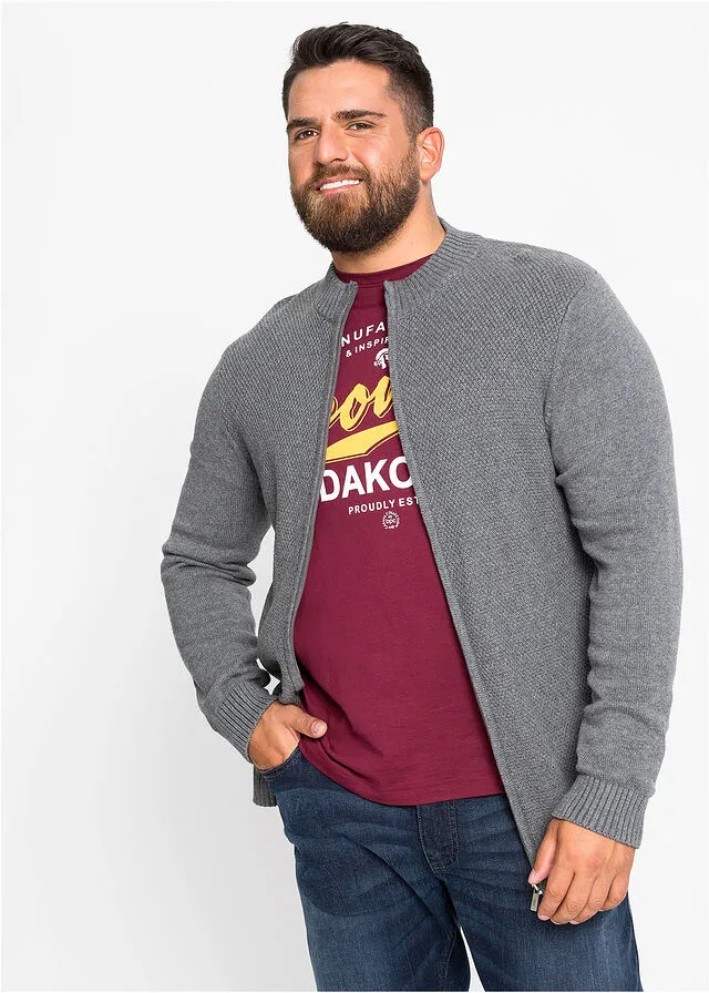 Chaqueta de punto con corte cómodo Gris jaspeado