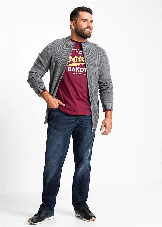 Chaqueta de punto con corte cómodo Gris jaspeado