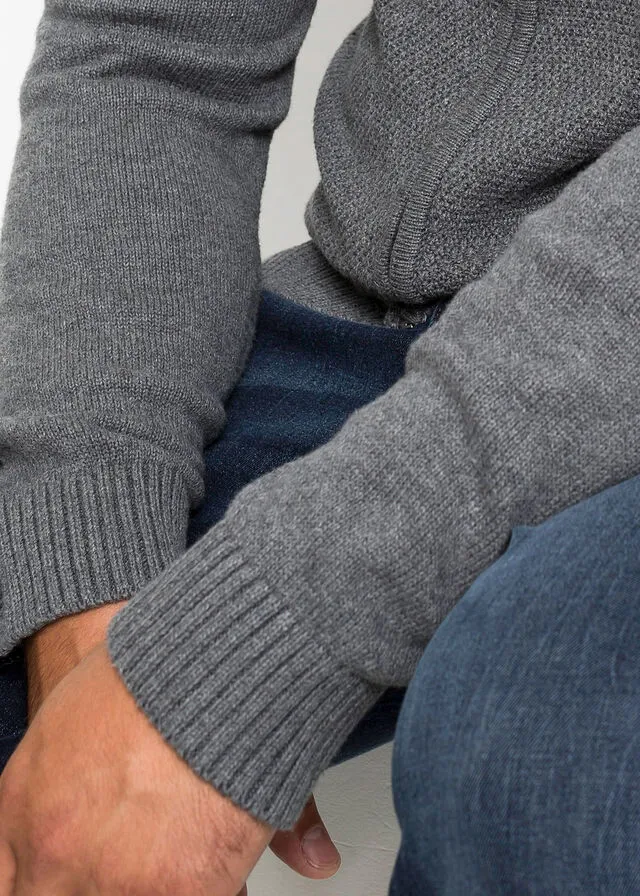 Chaqueta de punto con corte cómodo Gris jaspeado
