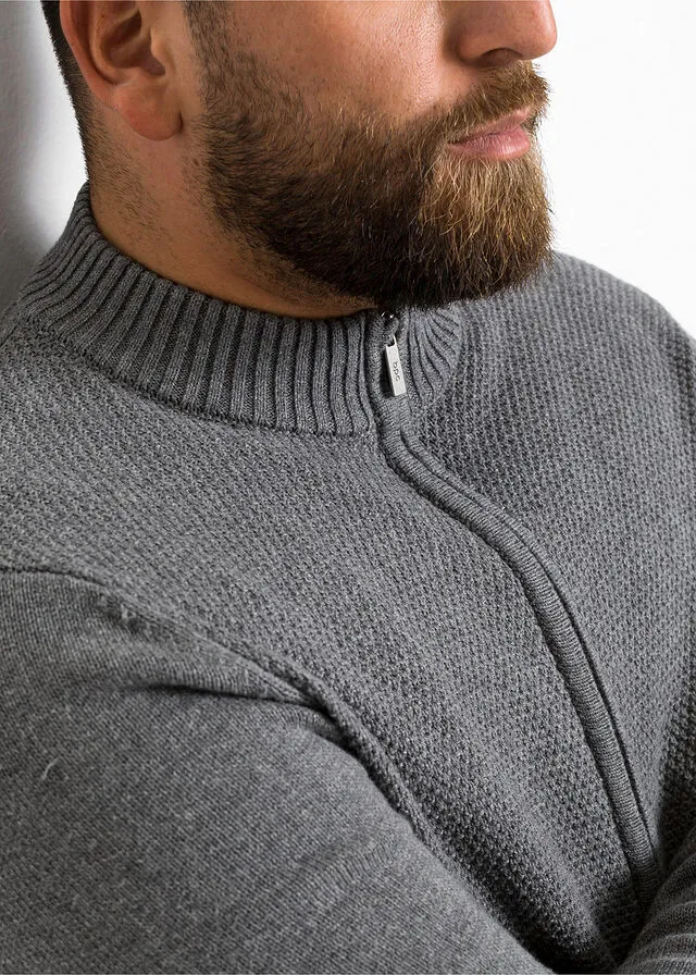 Chaqueta de punto con corte cómodo Gris jaspeado