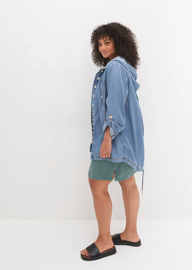 Chaqueta estilo camisa azul claro denim