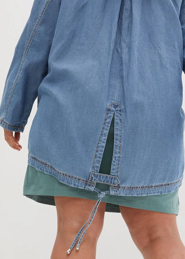 Chaqueta estilo camisa azul claro denim