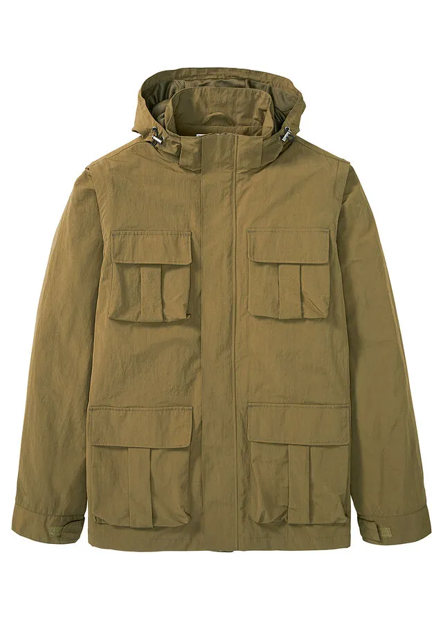 Chaqueta funcional 2 en 1 con mangas desmontables Verde oliva oscuro