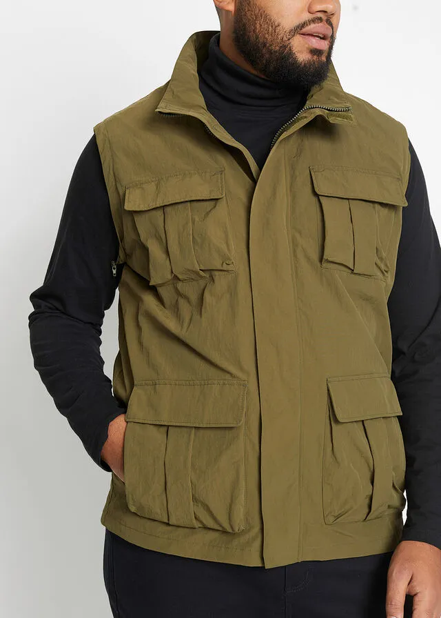 Chaqueta funcional 2 en 1 con mangas desmontables Verde oliva oscuro