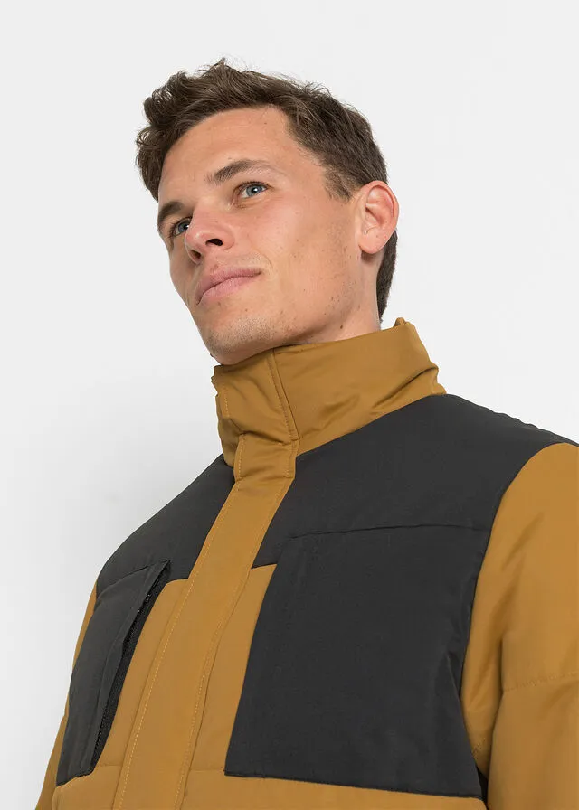 CHAQUETA FUNCIONAL DE CORTE HOLGADO MARRóN DORADONEGRO