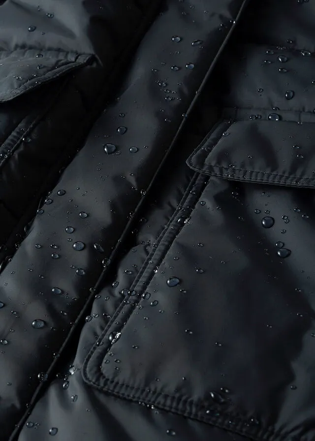 Chaqueta guateada larga funcional con aspecto 2 en 1 Negro