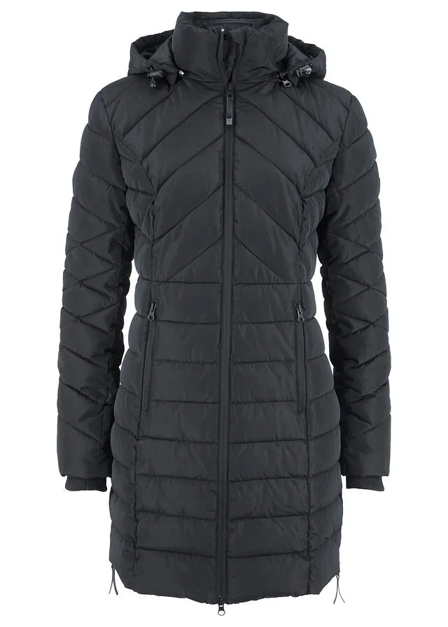 Chaqueta larga acolchada con relleno Negro