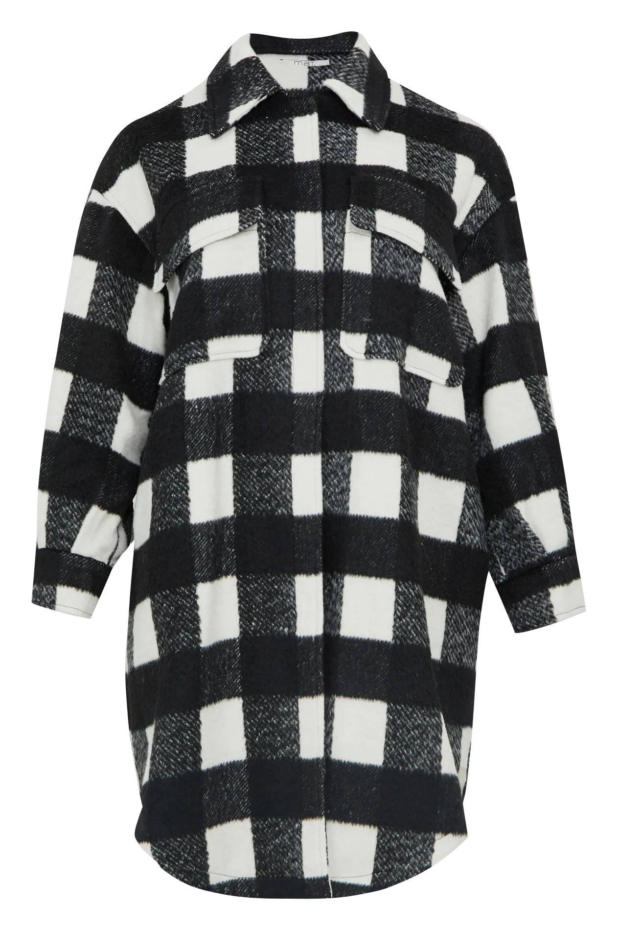 Chaqueta larga de cuadros en negro