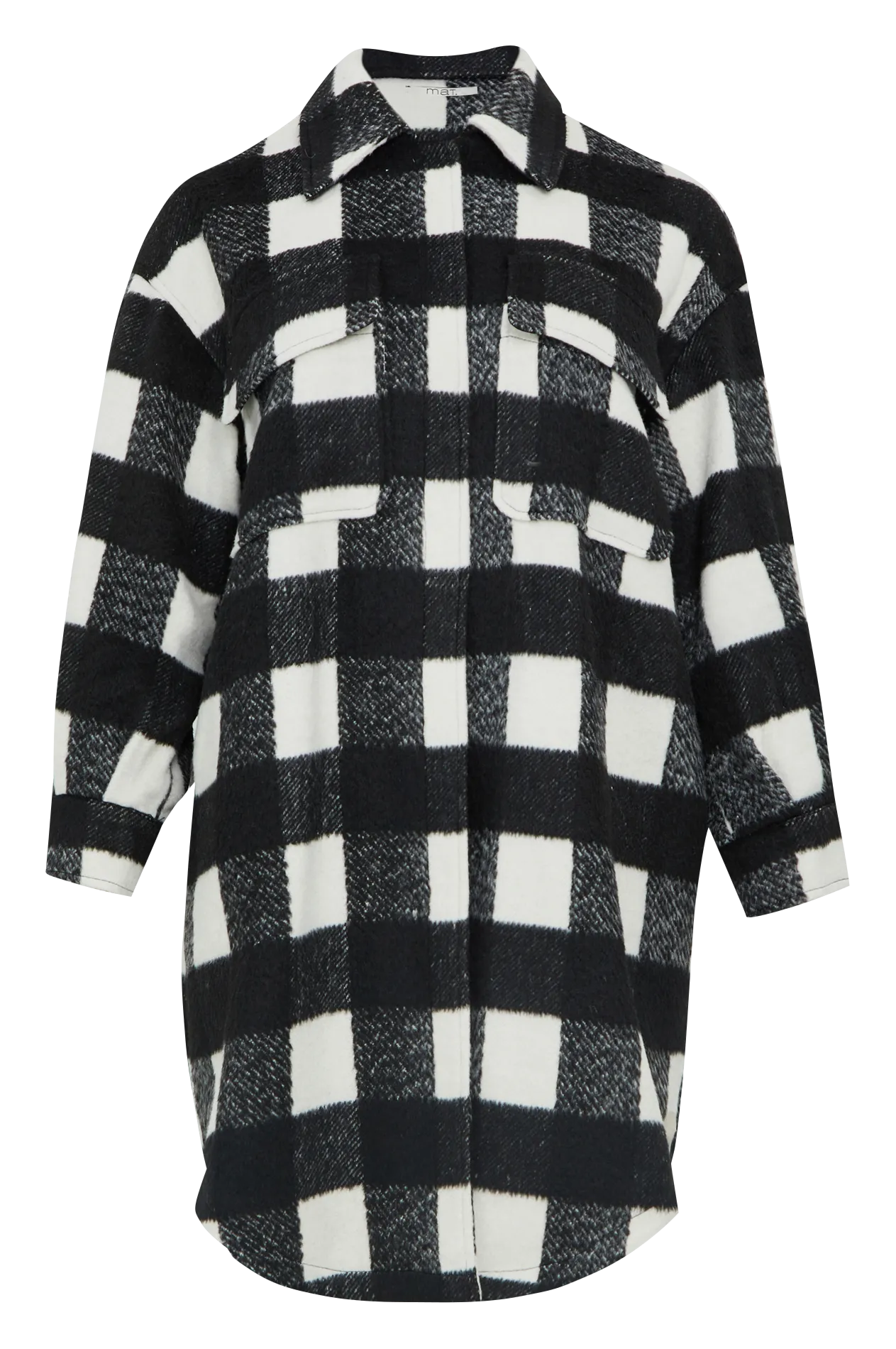 Chaqueta larga de cuadros en negro