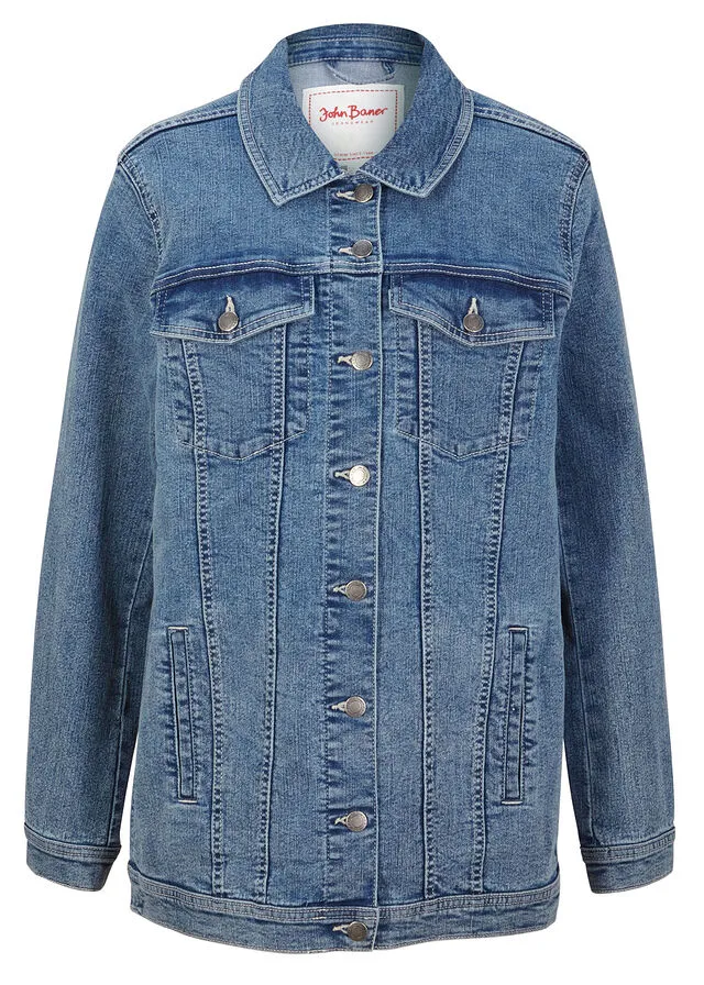 Chaqueta vaquera elástica de estilo boyfriend Denim desgastado