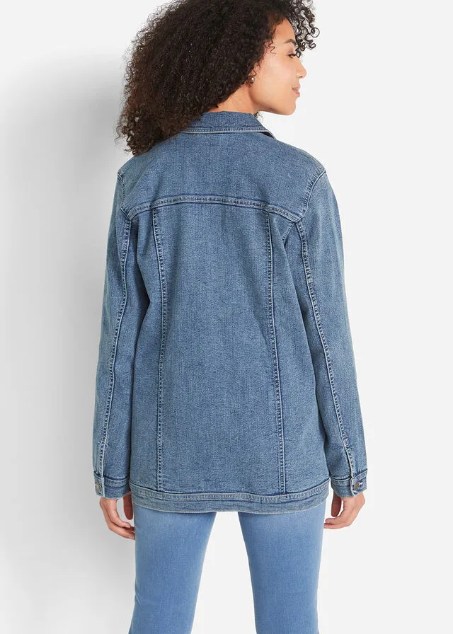 Chaqueta vaquera elástica de estilo boyfriend Denim desgastado