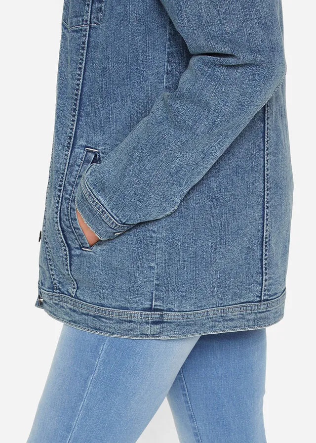 Chaqueta vaquera elástica de estilo boyfriend Denim desgastado