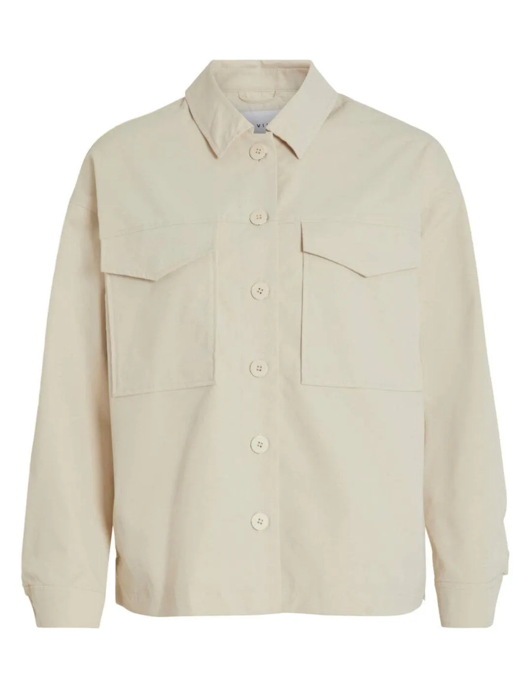 Chaqueta Vila Relona beige volantes para mujer