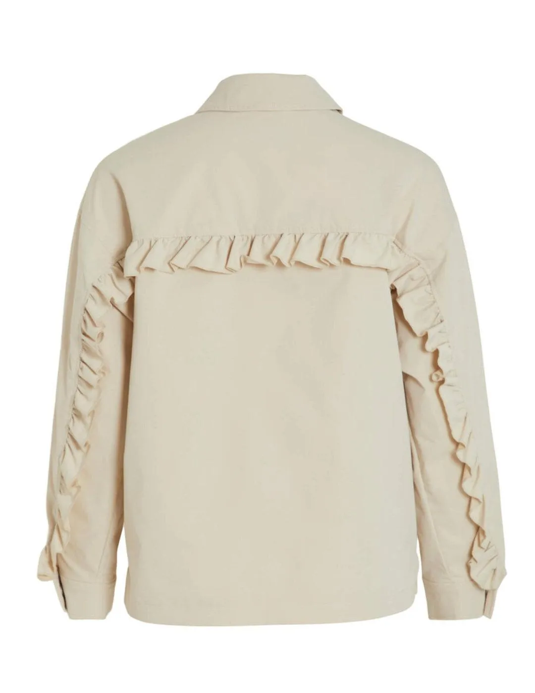 Chaqueta Vila Relona beige volantes para mujer