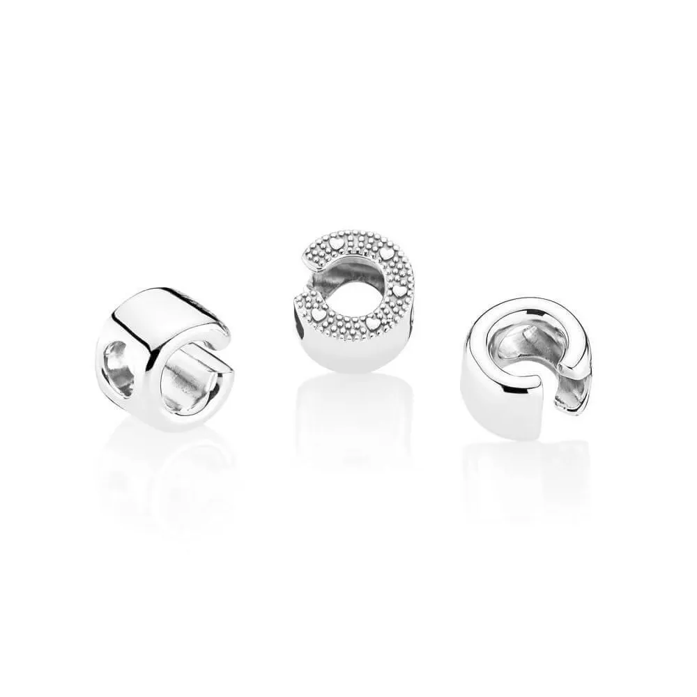 Charm Pandora de plata inicial letra C