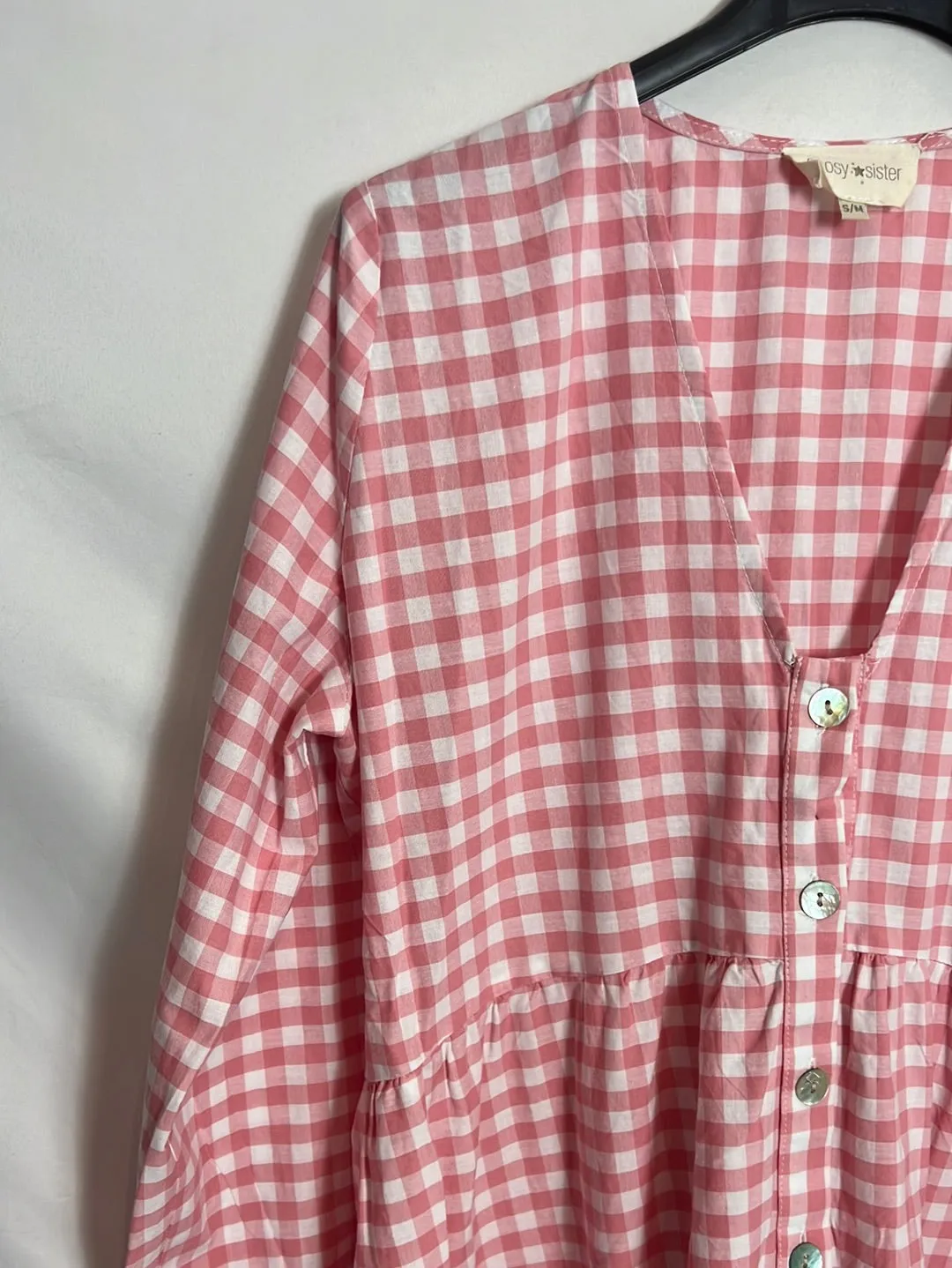 COOSY. Vestido largo cuadros vichy. T S/M