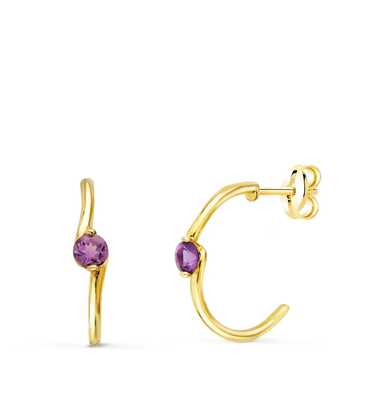 Créoles Paradise Or Jaune 18K Curve Améthyste