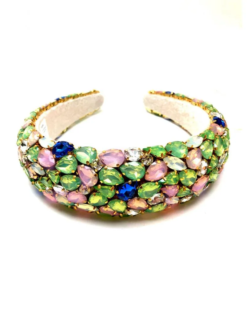 DIADEMAS VERDES DE FIESTA CON PEDRERIA PARA INVITADA DE BODA