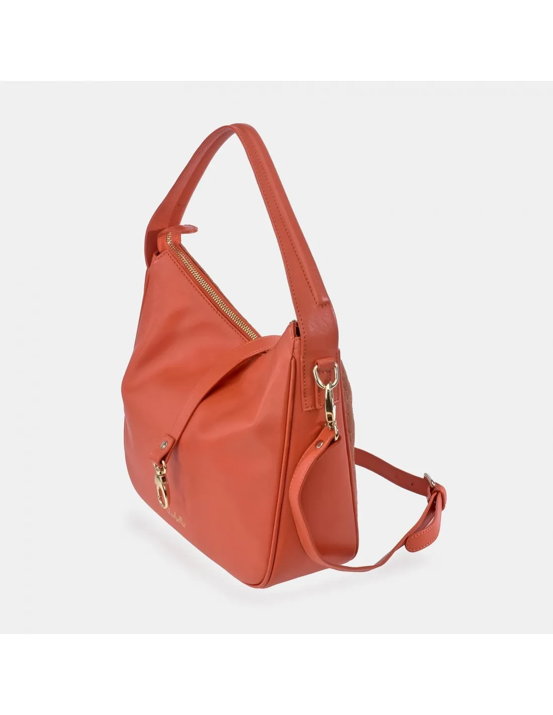 EL CABALLO Bolso de hombro con bandolera para mujer en piel y serraje grabado