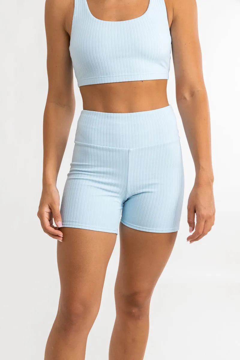 ELLE RIBBED BIKE SHORT  SMOKE BLUE