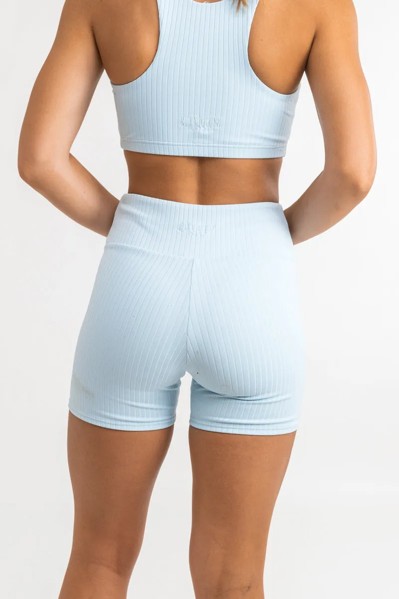 ELLE RIBBED BIKE SHORT  SMOKE BLUE