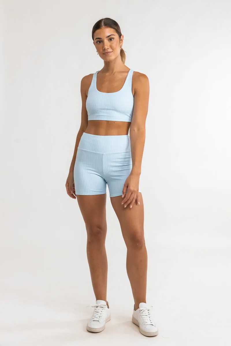 ELLE RIBBED BIKE SHORT  SMOKE BLUE