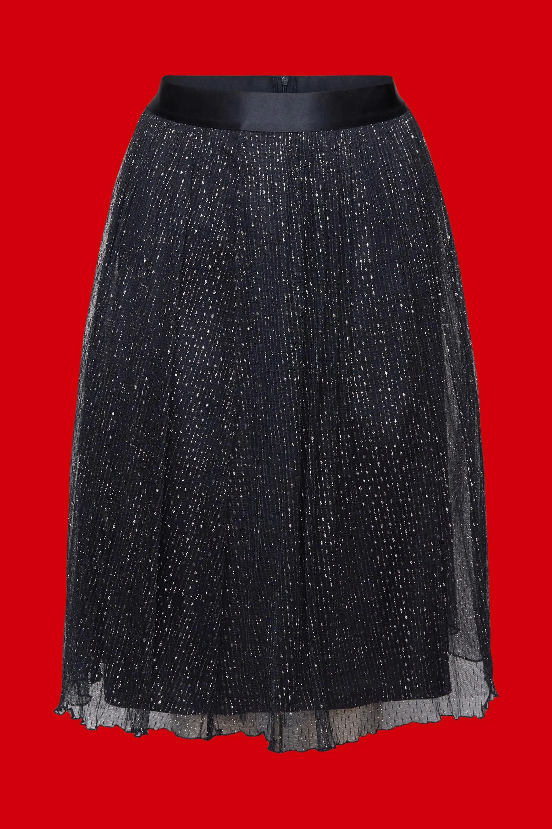 Falda midi con efecto brillante