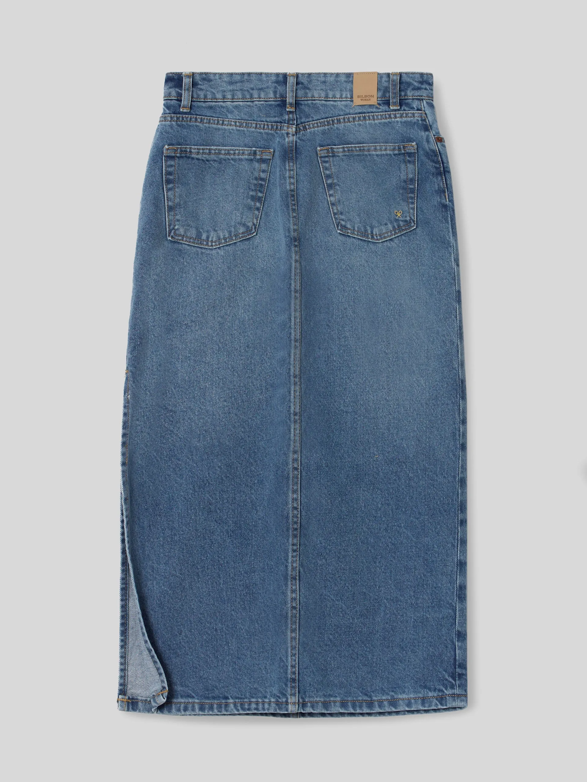 Falda midi denim medio