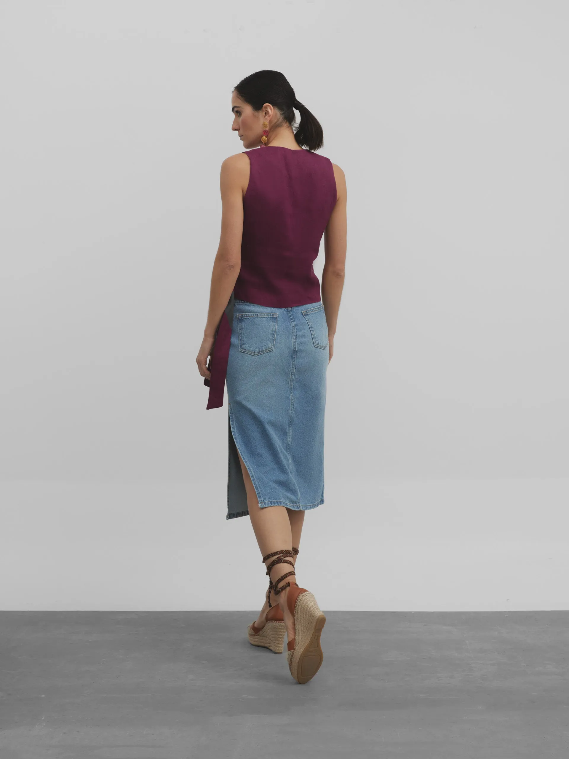 Falda midi denim medio