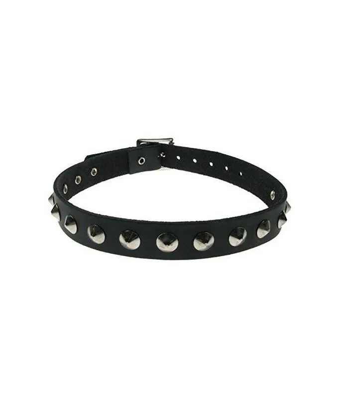 Gargantilla Chocker cuero con una fila de pinchos 1 row spike leather neckband Bullet69 NB001
