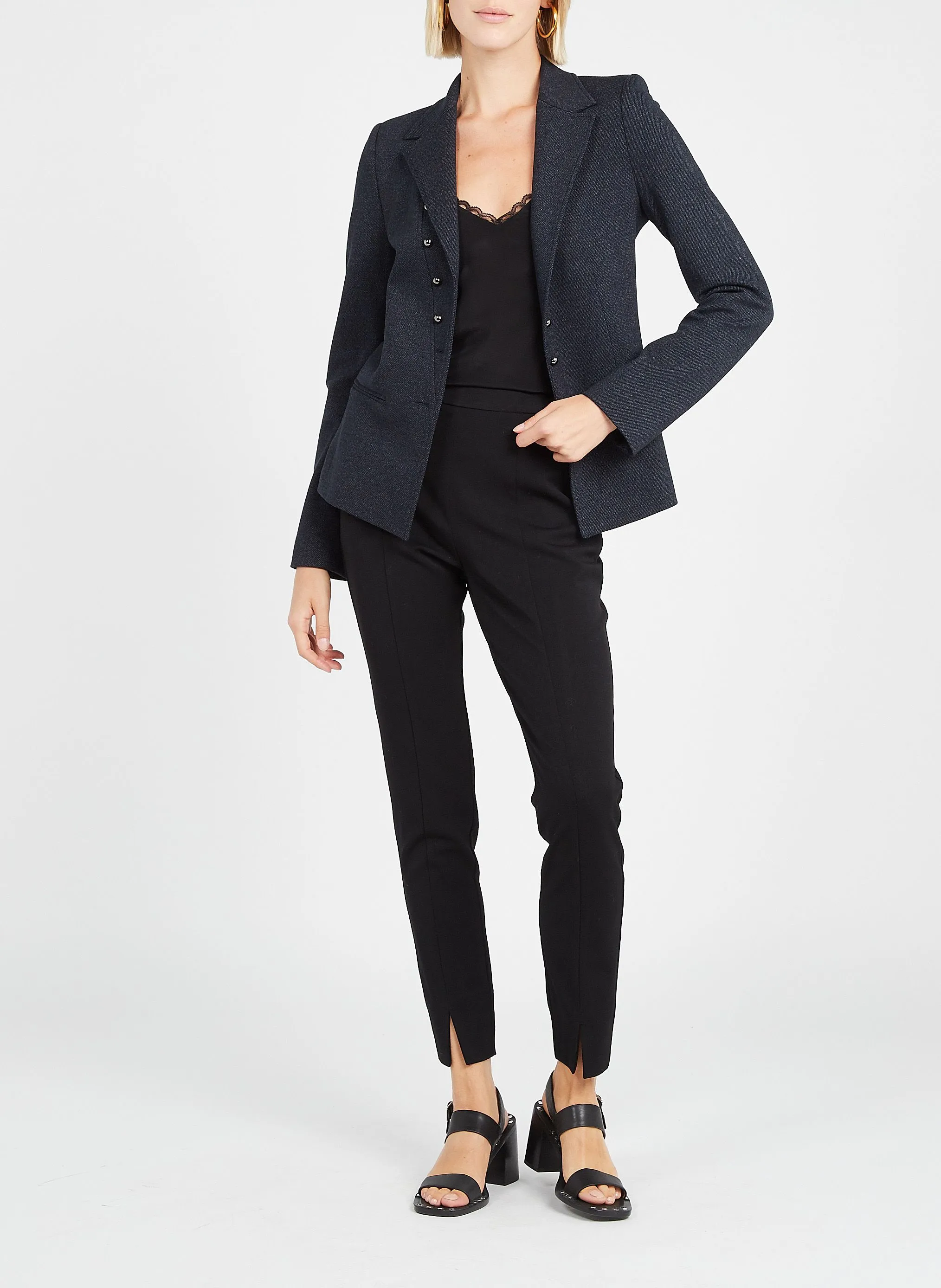 IKKS Pantalón slim de tejido elástico en negro