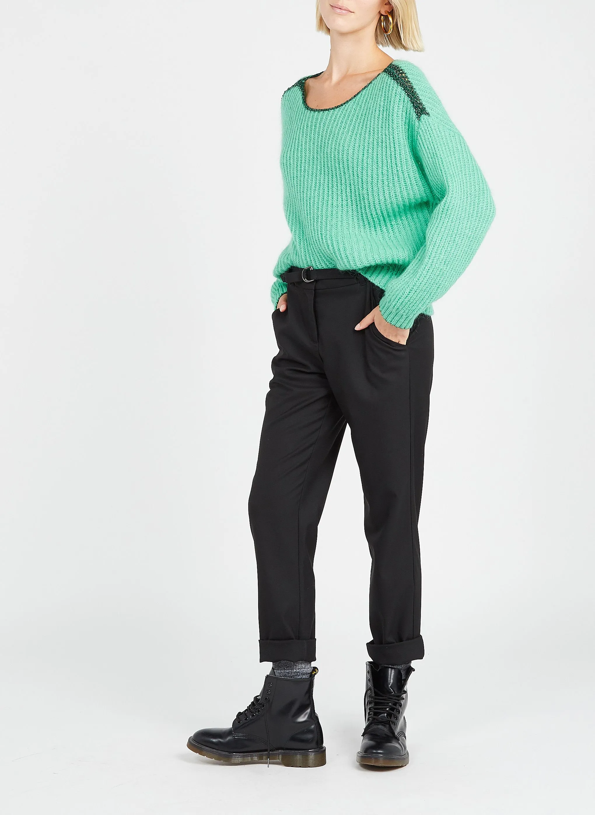 IKKS Pantalón slim de tejido elástico en negro