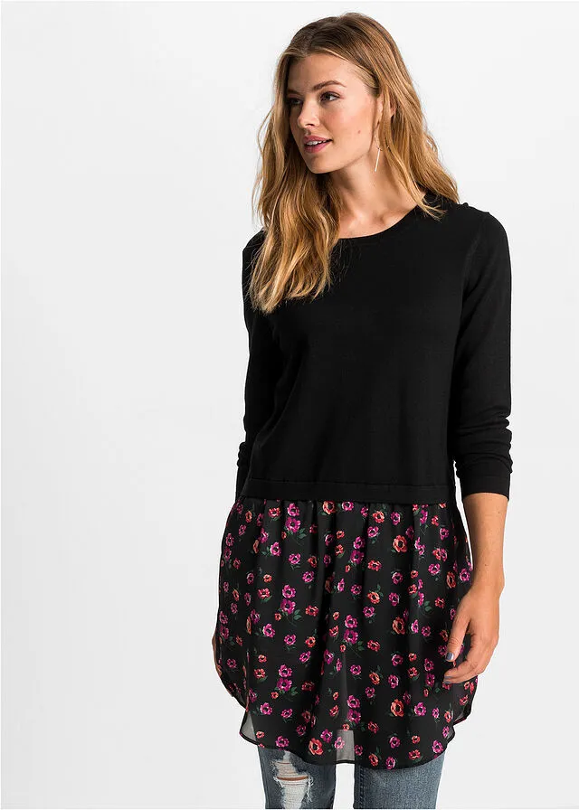 JERSEY CON FALDA NEGROLILA