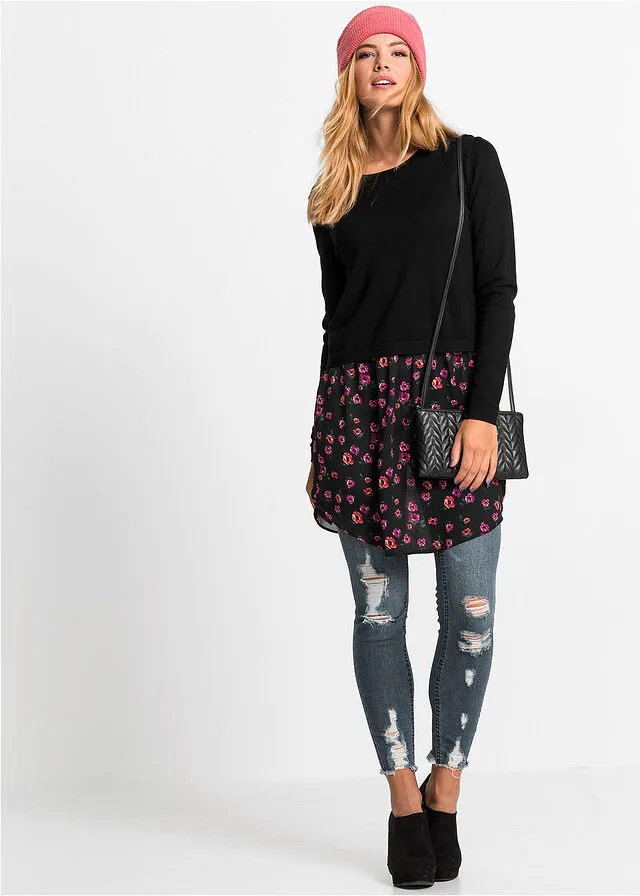 JERSEY CON FALDA NEGROLILA
