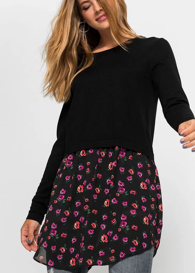 JERSEY CON FALDA NEGROLILA