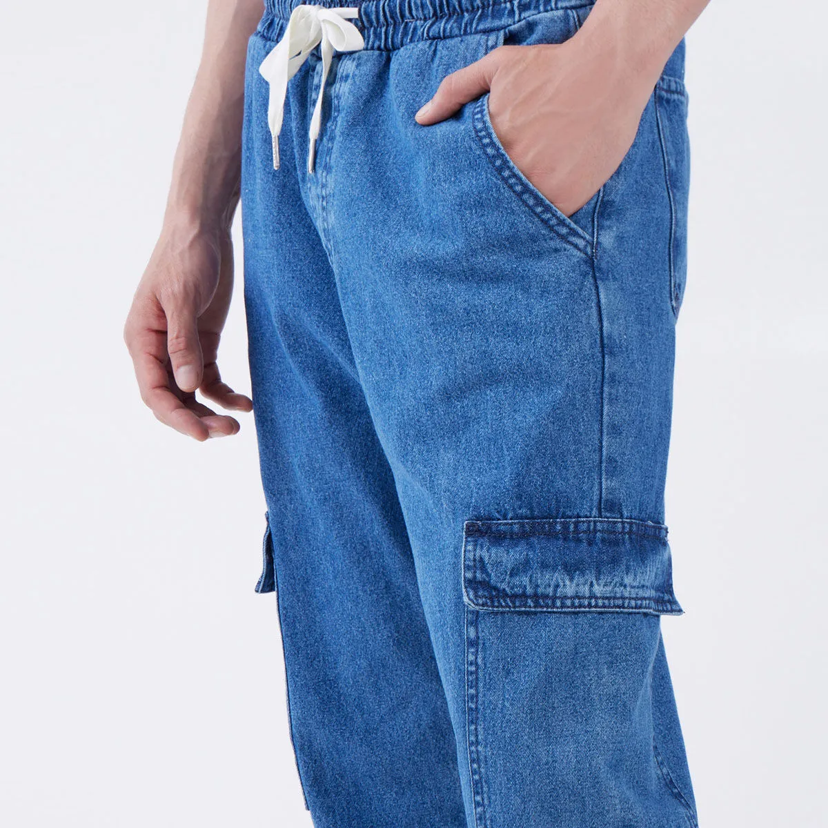 Jogger En Denim Tono Medio