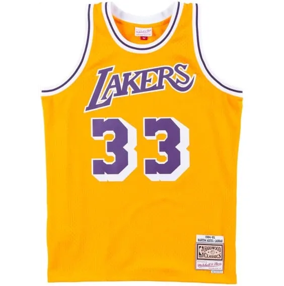 KAREEM ABDULJABBAR LOS ANGELES LAKERS 8485 YELLOW RETRO SWINGMAN