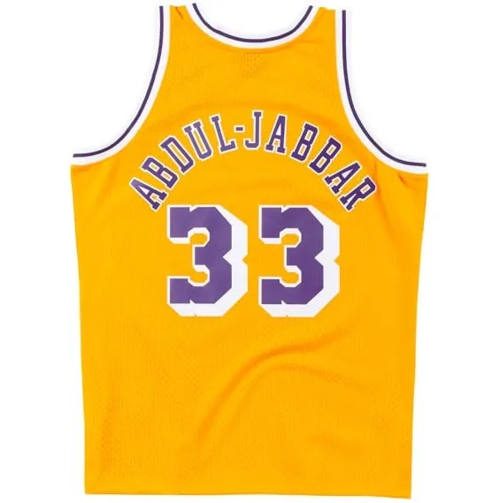 KAREEM ABDULJABBAR LOS ANGELES LAKERS 8485 YELLOW RETRO SWINGMAN