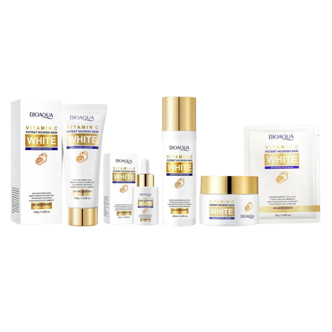KIT X 5 RUTINA FACIAL ACLARANTE | TRATAMIENTO FACIAL ANTIMANCHAS Y ACLARANTE  BIOAQUA WHITE
