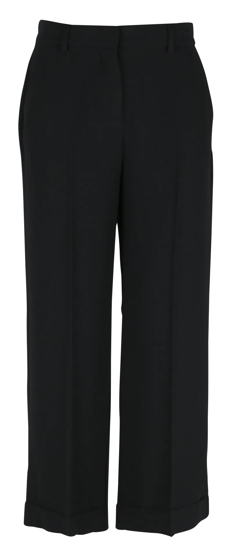 LA FEE MARABOUTEE Pantalón tobillero recto de tejido crepé y talle medio alto en negro