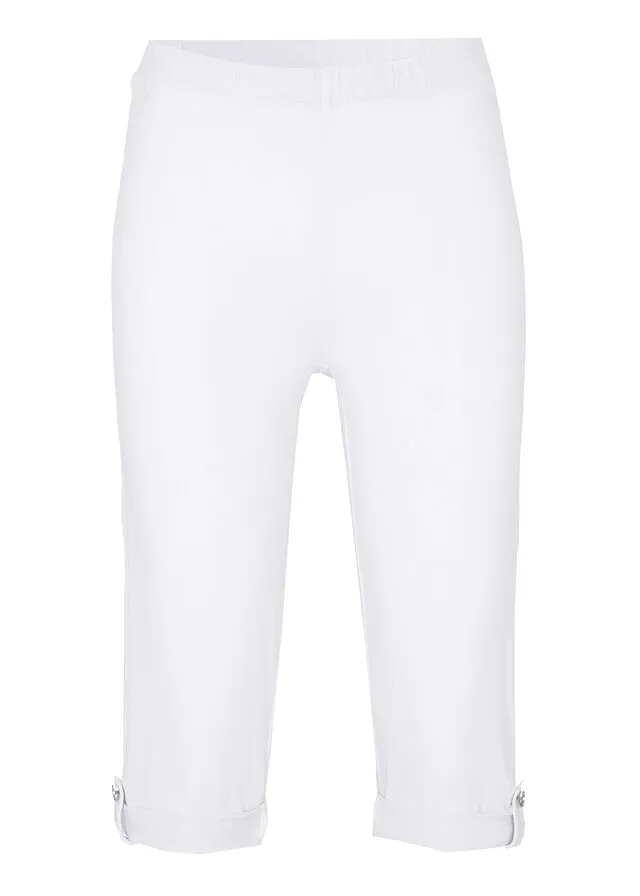 Leggings capri con botón Blanco