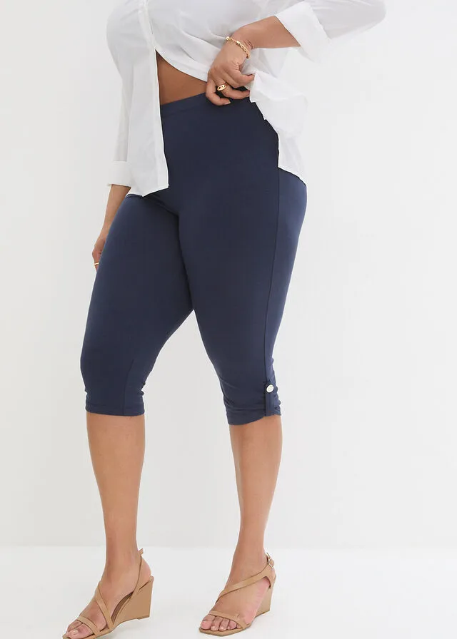 Leggings capri con botón Blanco