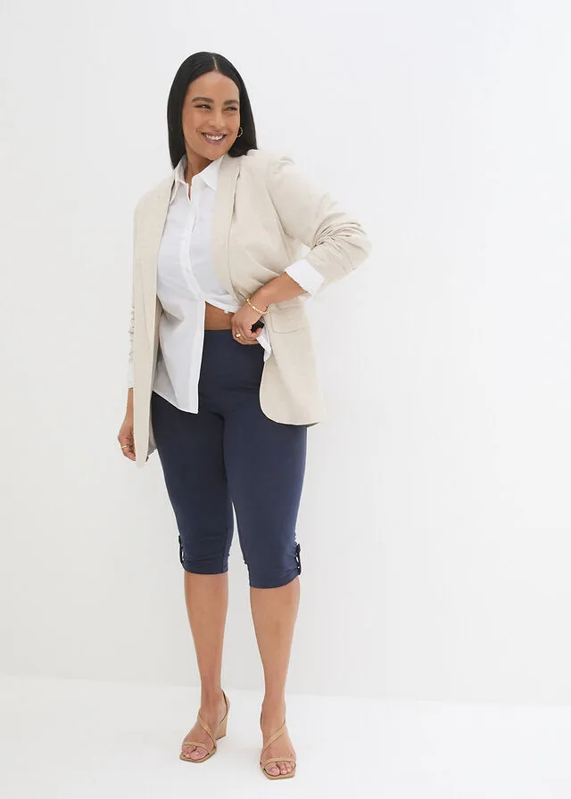 Leggings capri con botón Blanco