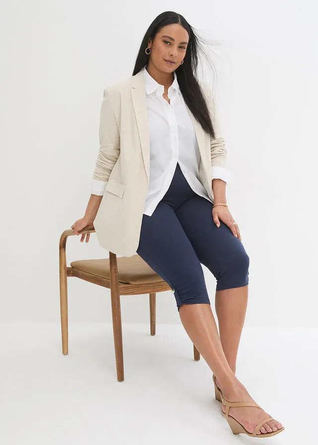 Leggings capri con botón Blanco