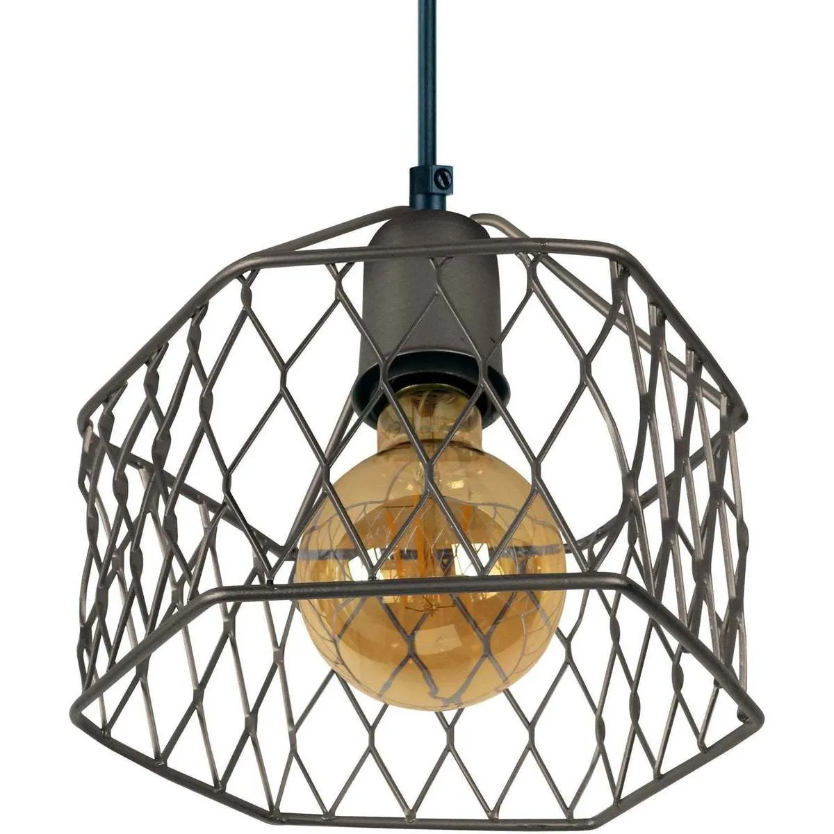 Lámpara colgante cuadrado metal antracita y cobre
