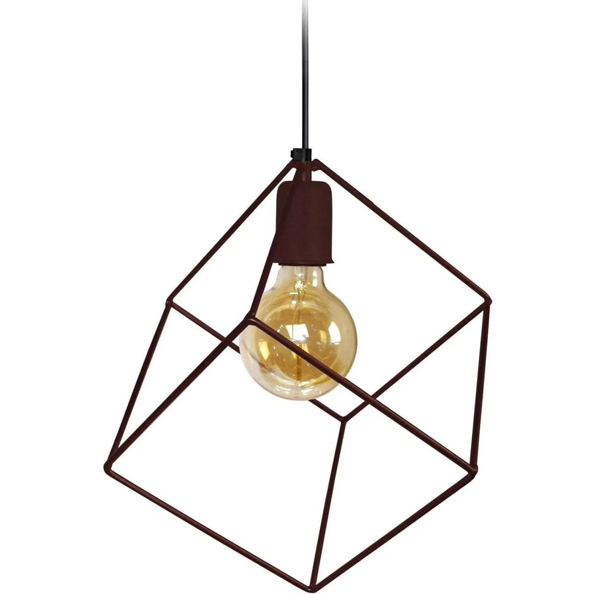 Lámpara colgante cuadrado metal castaño