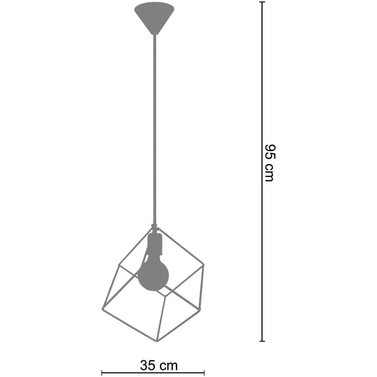 Lámpara colgante cuadrado metal castaño