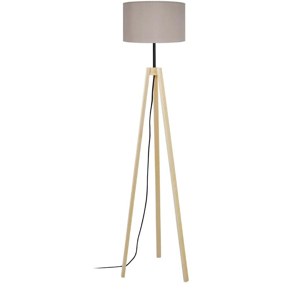 Lámpara de pie cuadrado madera natural y taupe