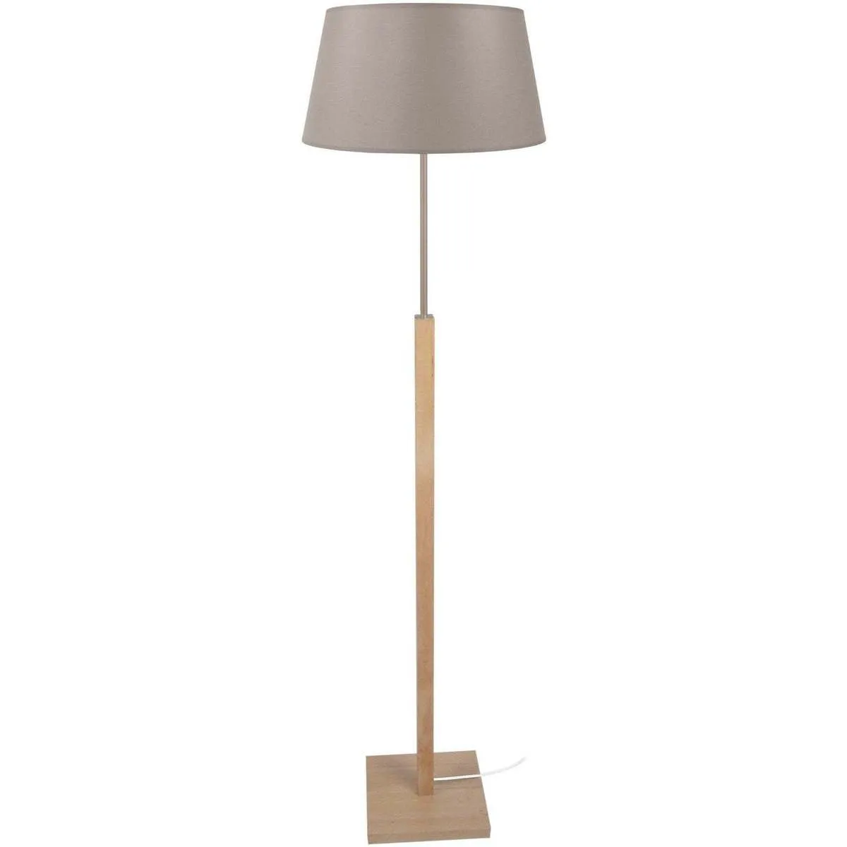 Lámpara de pie cuadrado madera natural y topo