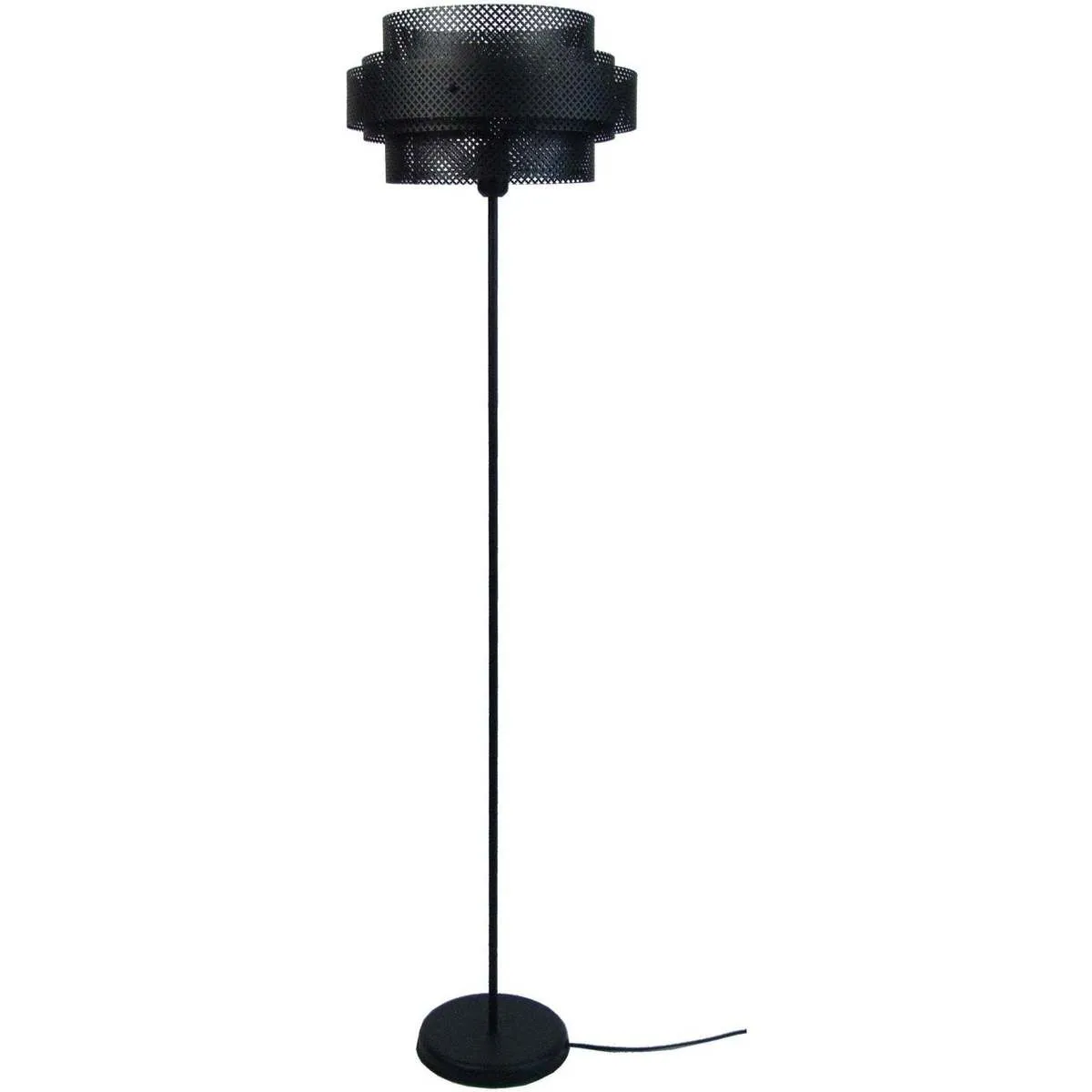 Lámpara de pie redondo metal negro